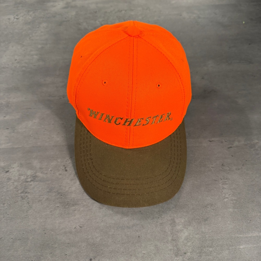 Winchester Baseball Cap Orange Brown Embroidered Hunting Hat Adjustable HiVis